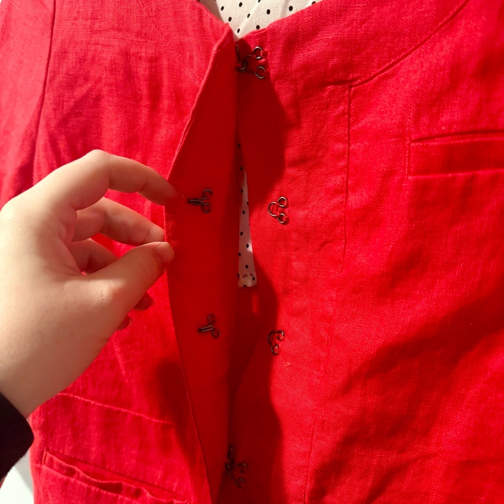Red Linen Blazer Jacket - Picture 4 of 6